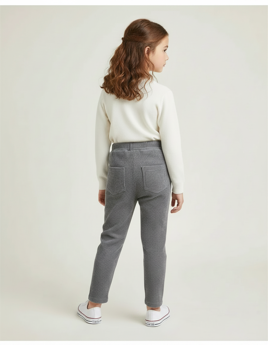 Pantalon Gris Fille - Cordé - vue 2