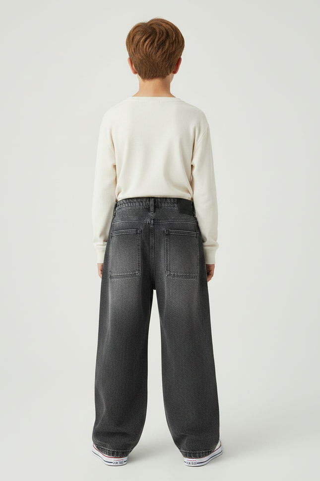 Pantalon Gris Jeans Ample Cargo Enfant - vue 2