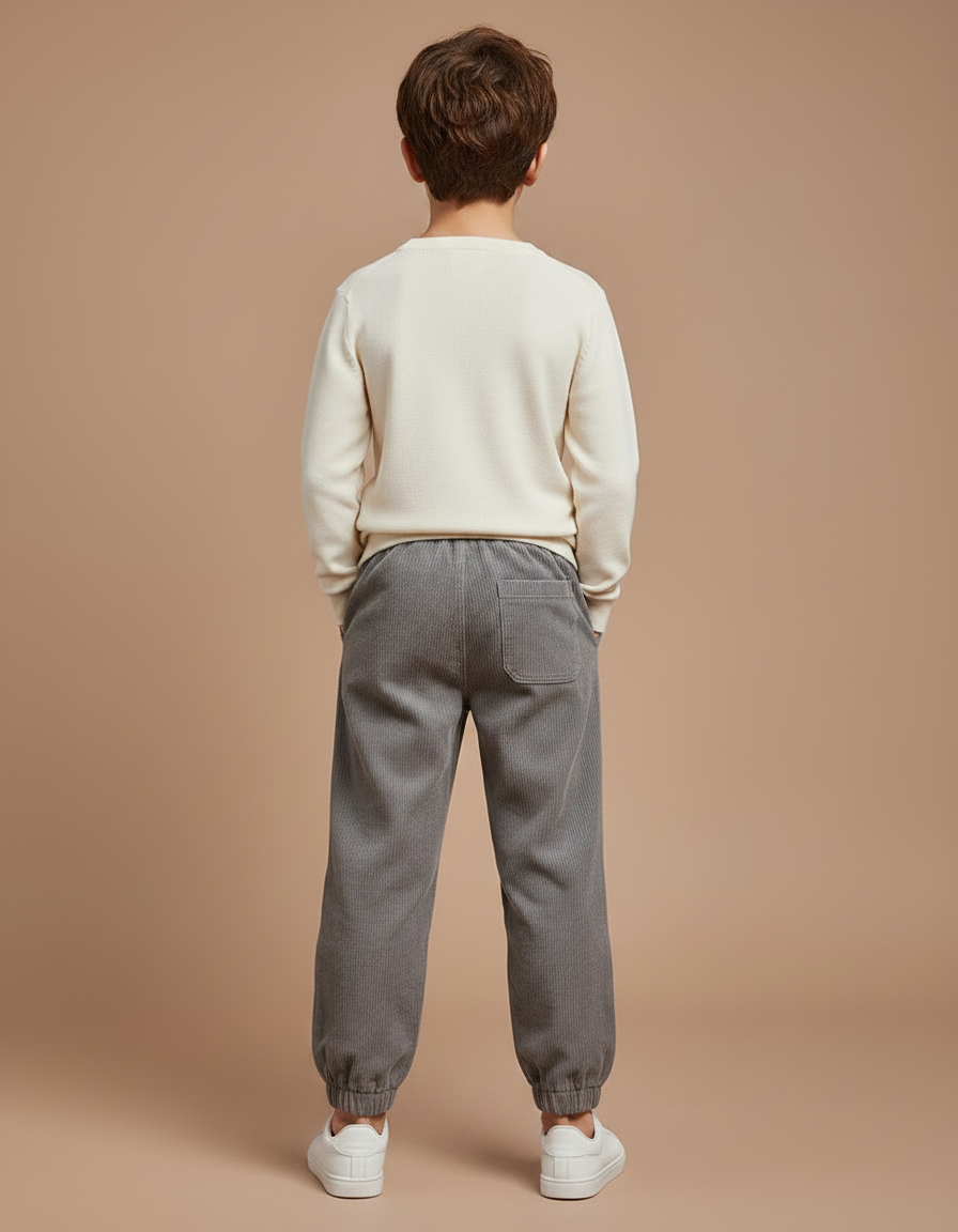 Pantalon Gris Côtelé Jogger Garçon Décontracté - Cordé - vue 2