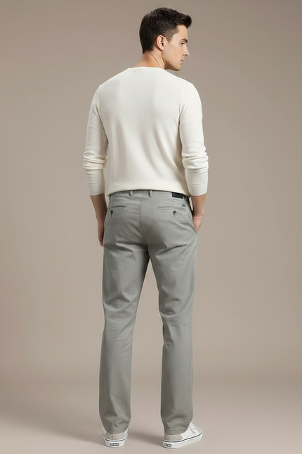 Pantalon Gris Coton Droit Décontracté Homme Moderne - vue 2
