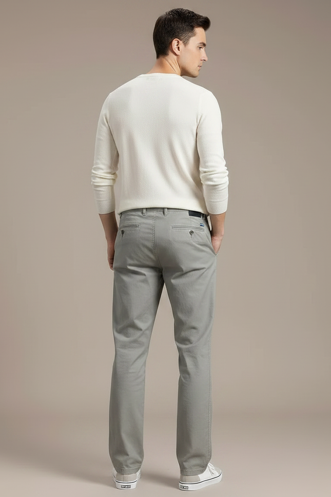Pantalon Gris Coton Droit Décontracté Homme Moderne - vue 2