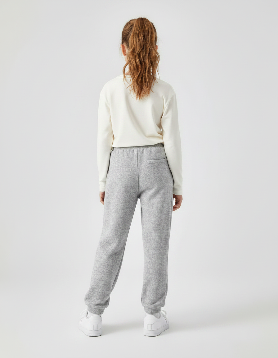 Pantalon Gris Molletonné Enfant Décontracté Ample Imprimé - vue 2