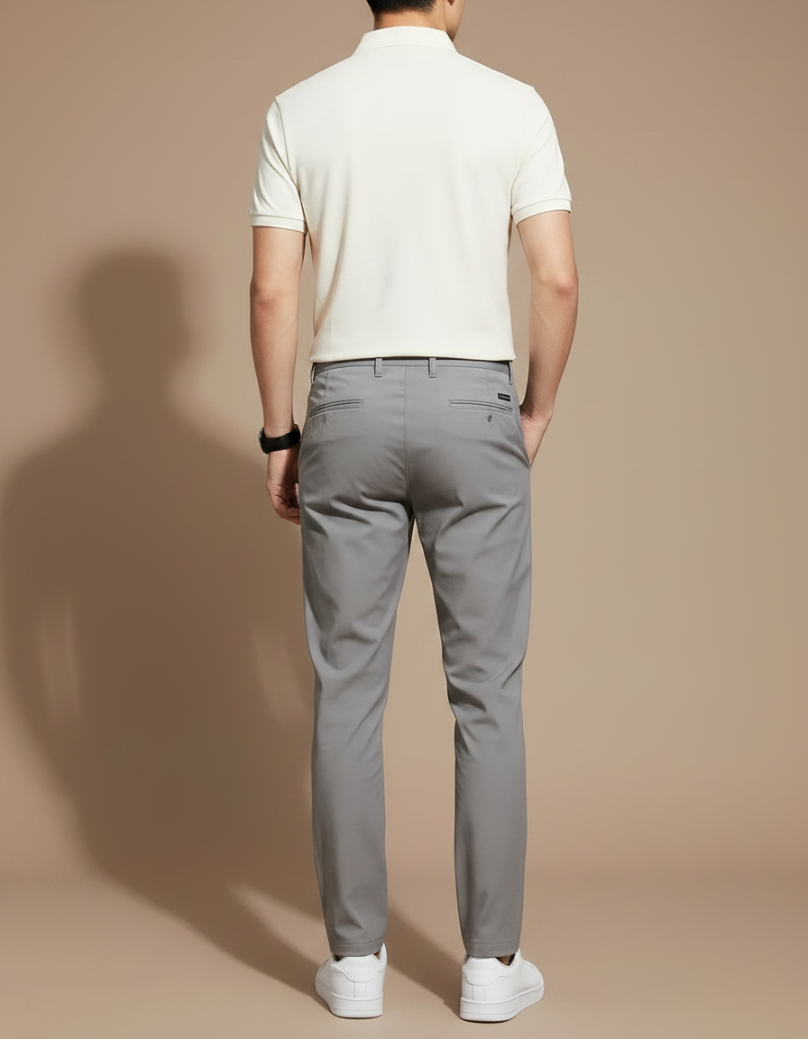 Pantalon Gris Slim Décontracté Respirant Tissu Léger - Polyester - vue 2