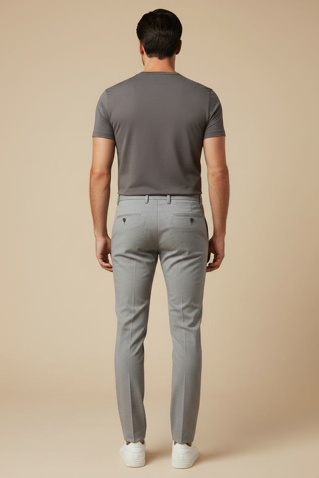 Pantalon Gris Slim Habillé Élégant Décontracté Homme - Gabardine - vue 2