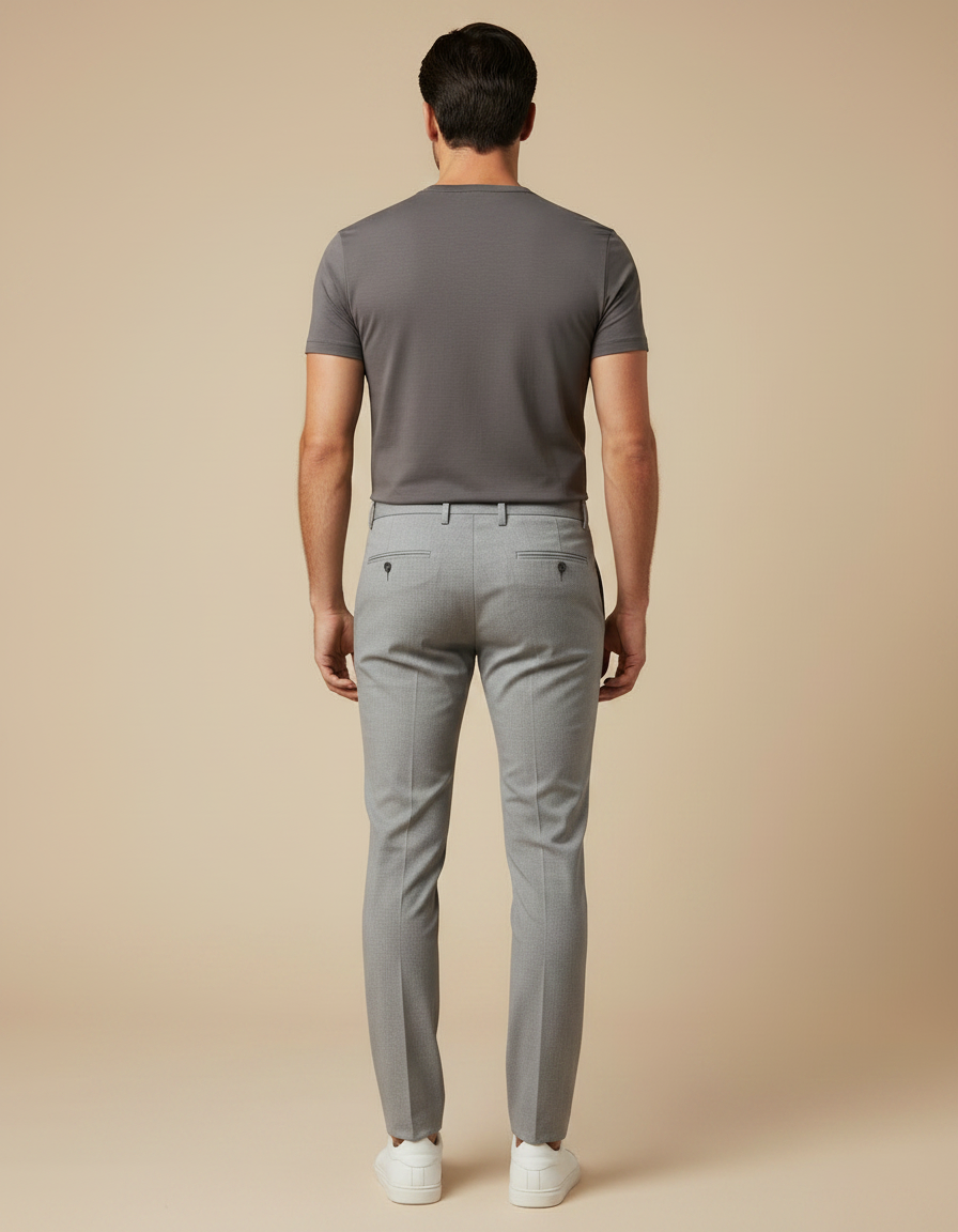 Pantalon Gris Slim Habillé Élégant Décontracté Homme - Gabardine - vue 2
