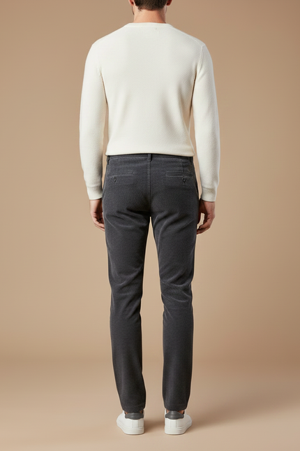 Pantalon Gris Côtelé Homme Slim Fit Hiver Chaud - Cordé - vue 2