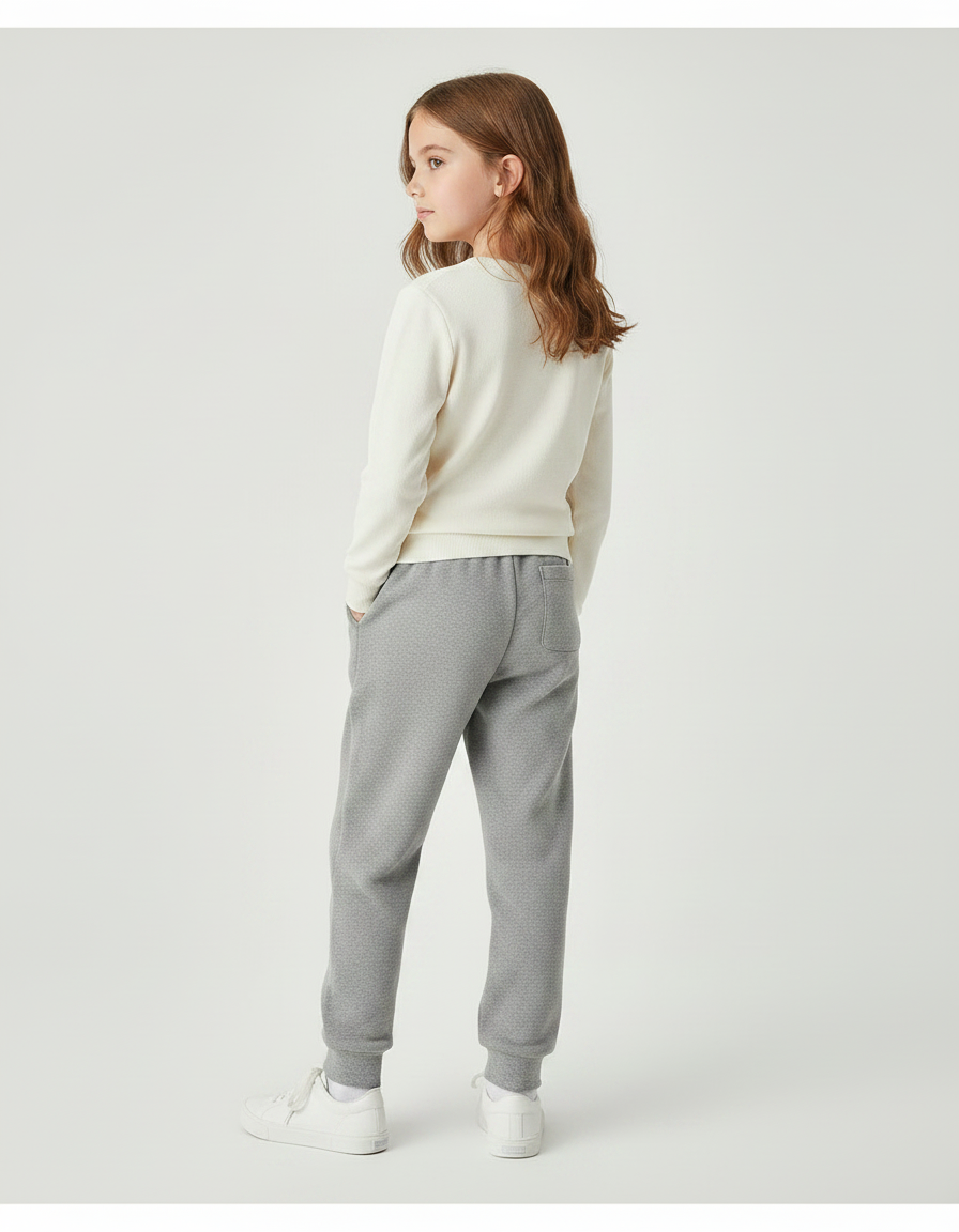 Pantalon Gris Molletonné Ample Décontracté Confortable Unisexe - vue 2
