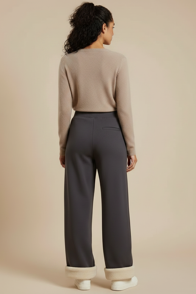 Pantalon Gris Ample Chaud Doublé Molletonné Femme - vue 2