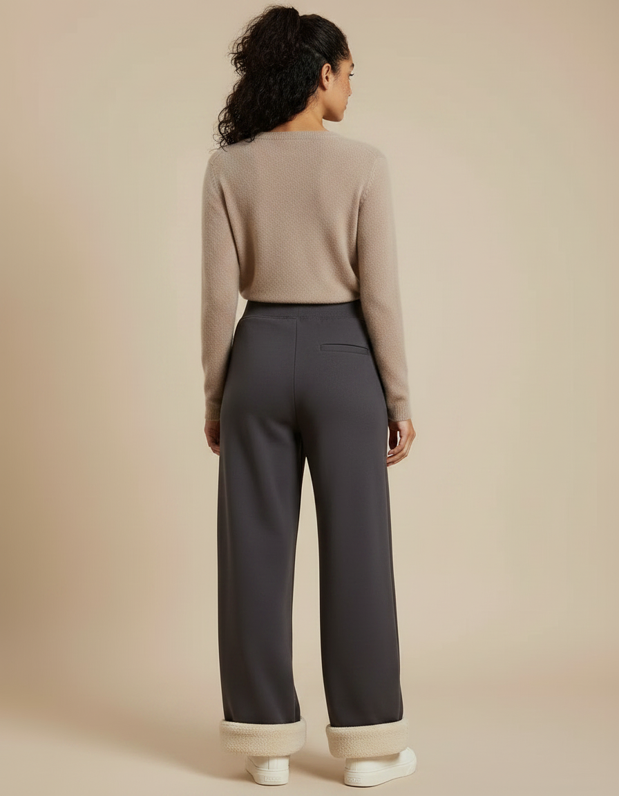 Pantalon Gris Ample Chaud Doublé Molletonné Femme - vue 2