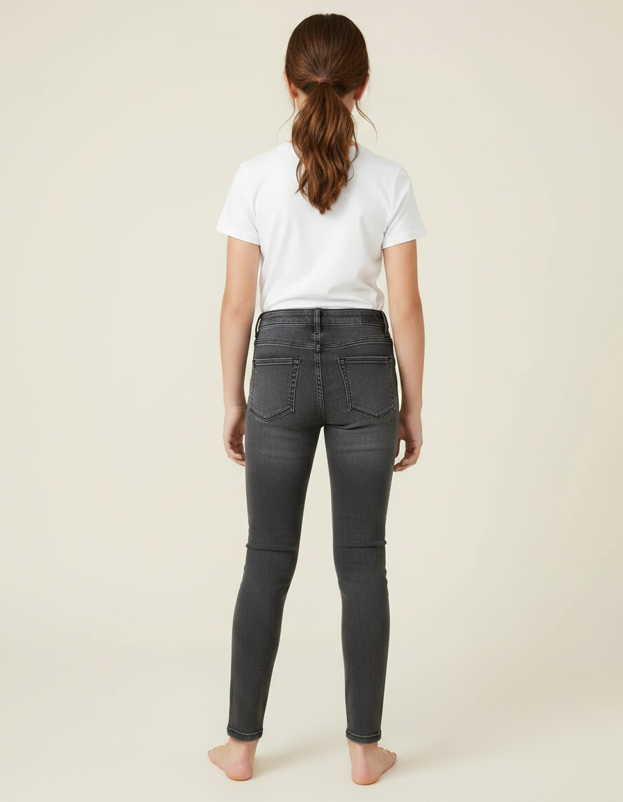 Pantalon Gris Skinny Taille Haute Fille - Jean - vue 2