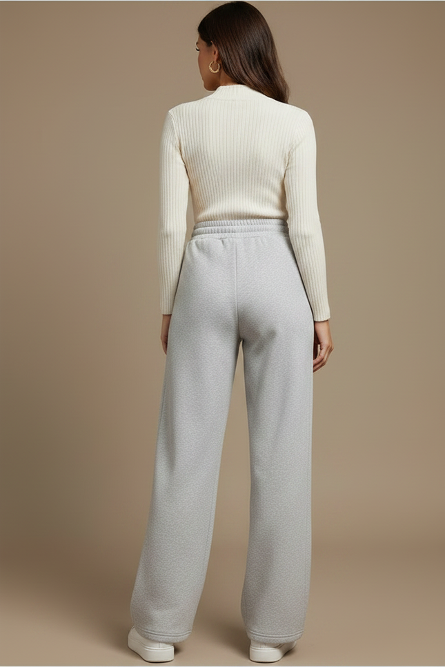 Pantalon Gris Décontracté Ample Molletonné Femme - vue 2