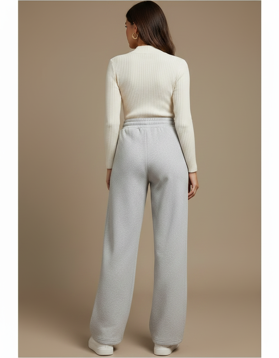 Pantalon Gris Décontracté Ample Molletonné Femme - vue 2