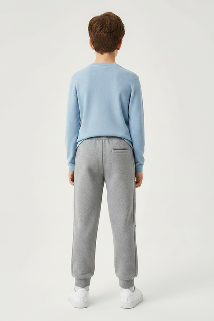 Pantalon Gris Molletonné Décontracté Sport Enfant Rayures - vue 2