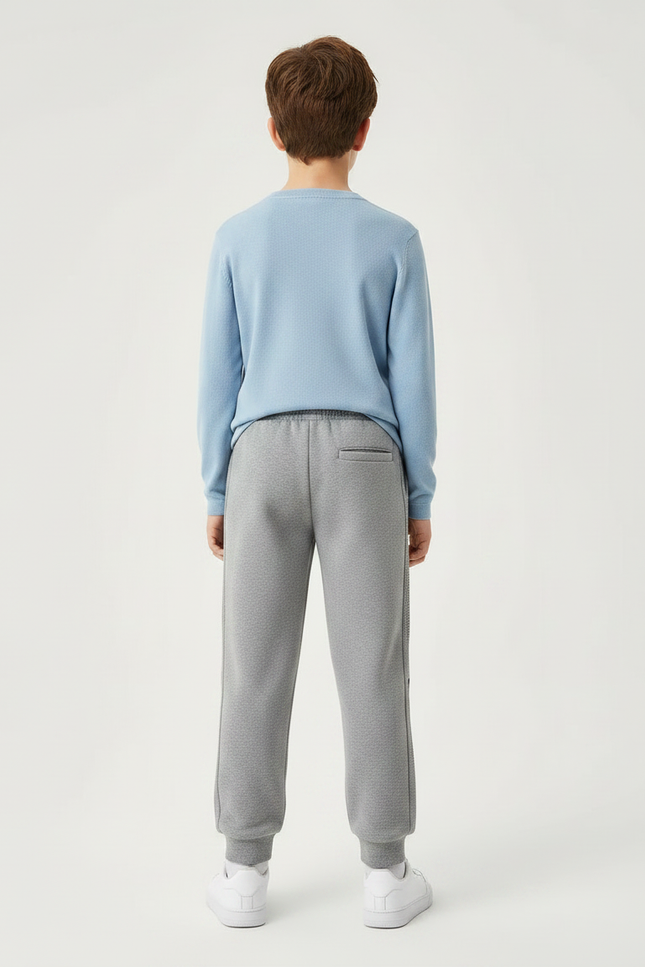 Pantalon Gris Molletonné Décontracté Sport Enfant Rayures - vue 2