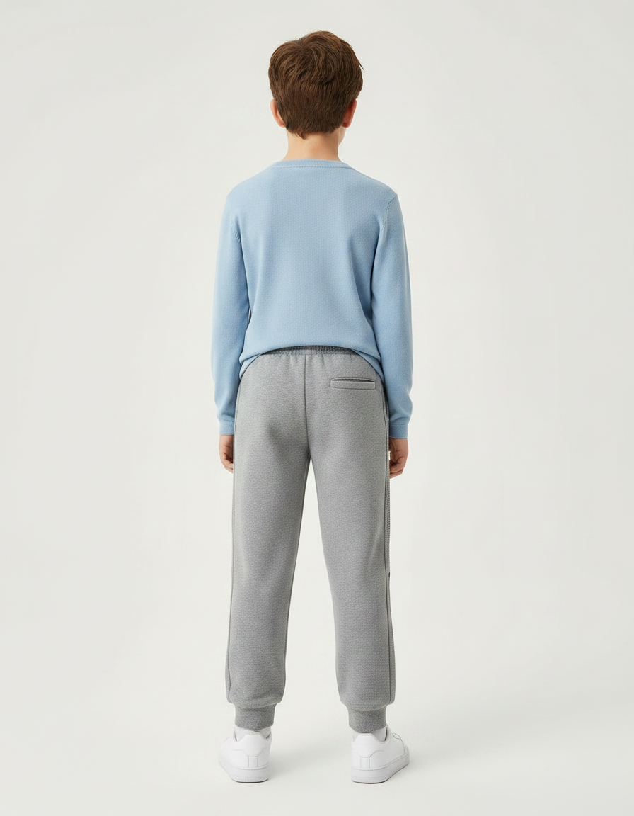 Pantalon Gris Molletonné Décontracté Sport Enfant Rayures - vue 2