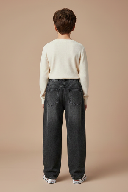 Pantalon Gris Ample Décontracté Enfant Coton - Jean - vue 2