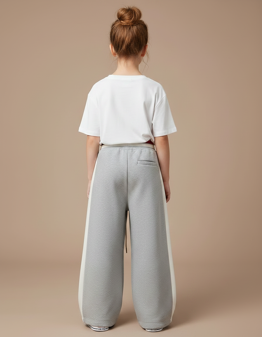 Pantalon Gris Ample Décontracté Molletonné Rayé Large - vue 2
