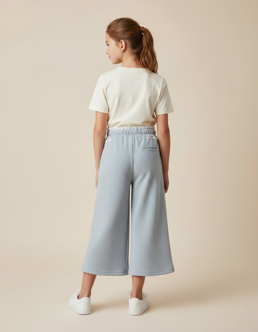 Pantalon Gris Ample Décontracté Dentelle Fille - Molleton - vue 2