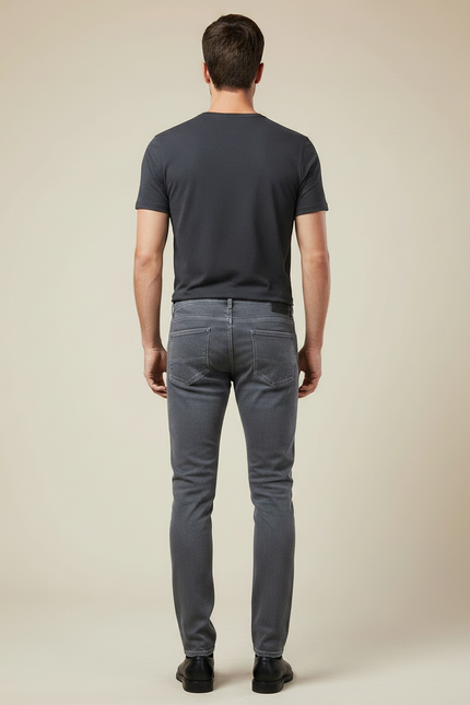 Pantalon Gris Jeans Slim Ajusté Homme - vue 2