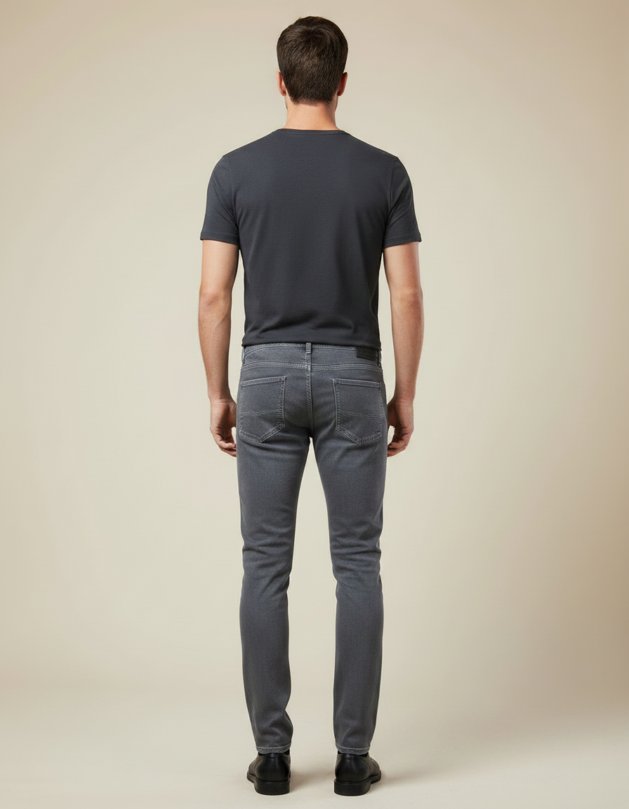 Pantalon Gris Jeans Slim Ajusté Homme - vue 2