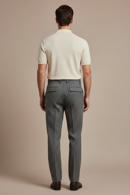 Pantalon Gris Laine Motifs Décontracté Homme - vue 2