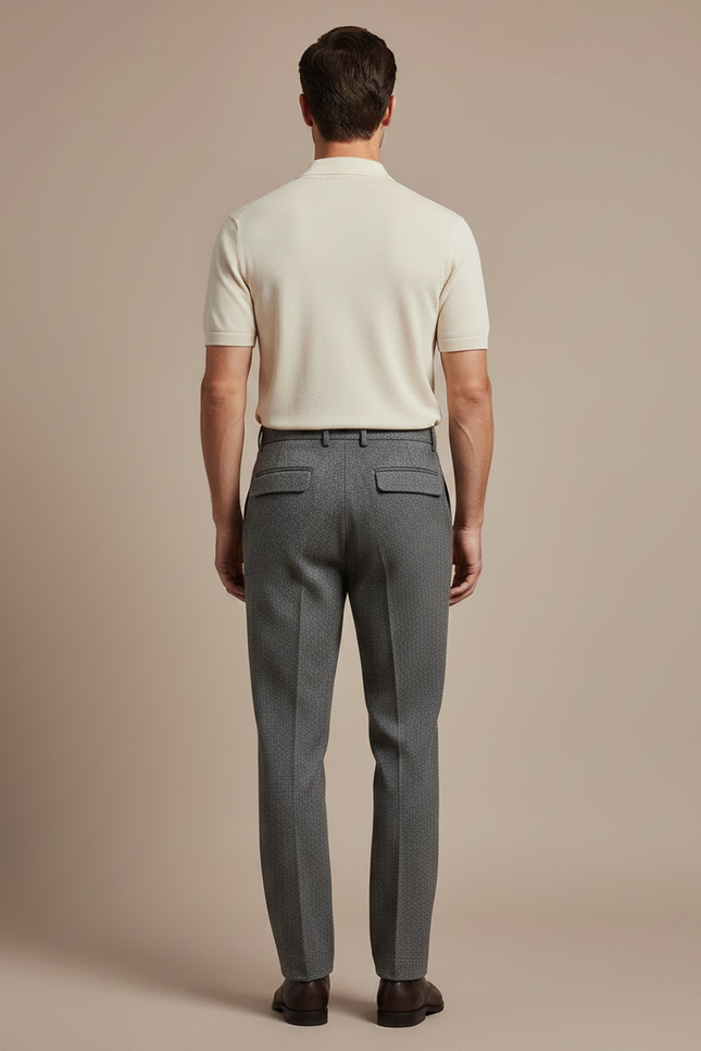 Pantalon Gris Laine Motifs Décontracté Homme - vue 2