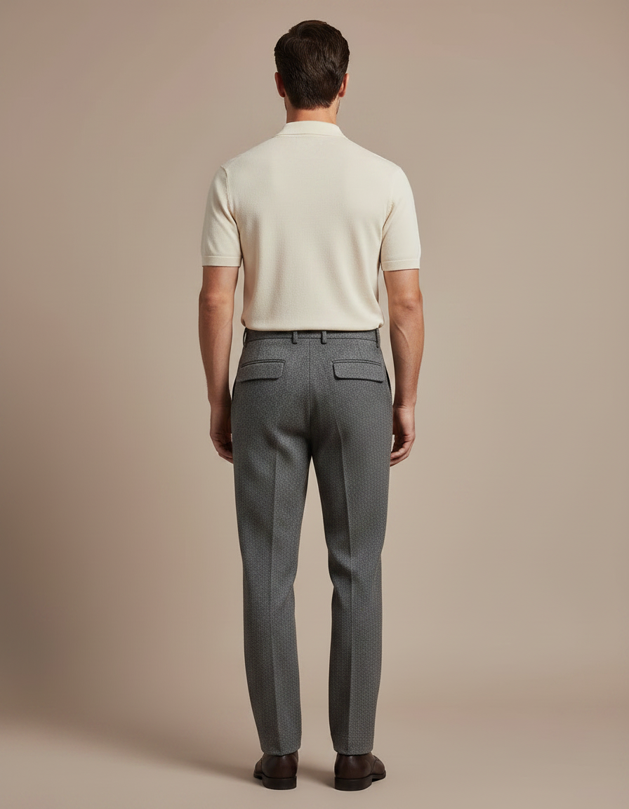 Pantalon Gris Laine Motifs Décontracté Homme - vue 2