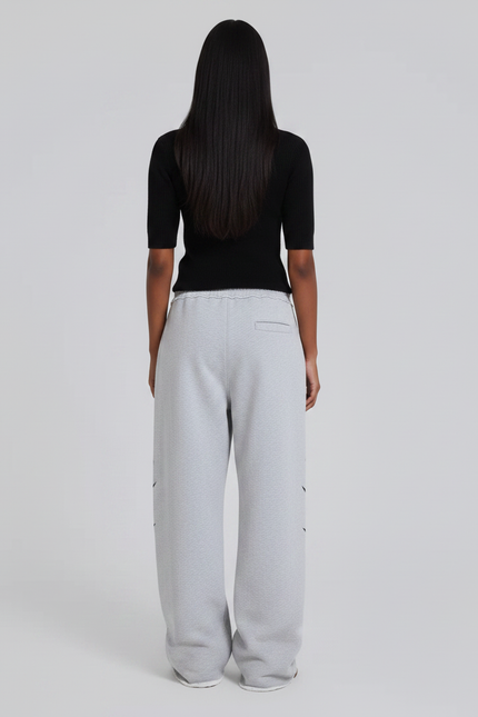 Pantalon Gris Ample Décontracté Imprimé Tribal Femme - Molleton - vue 2