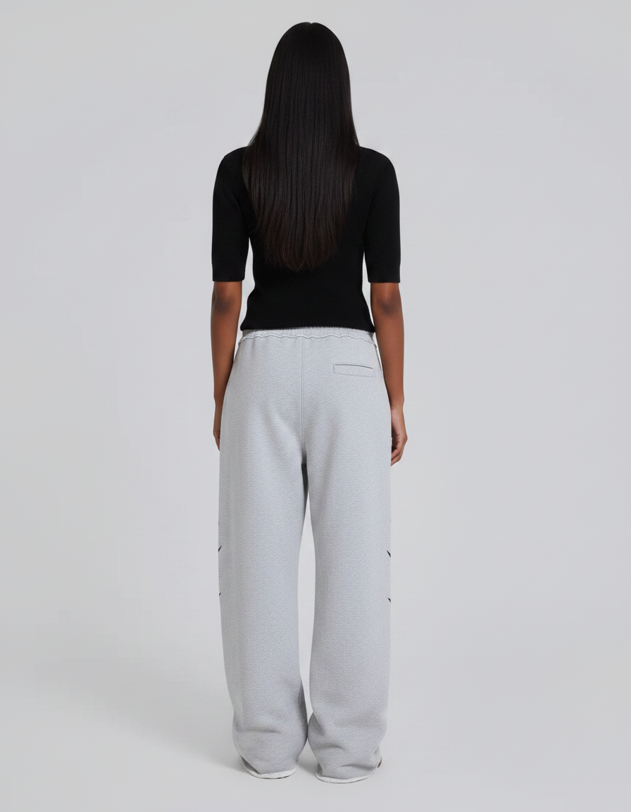 Pantalon Gris Ample Décontracté Imprimé Tribal Femme - Molleton - vue 2