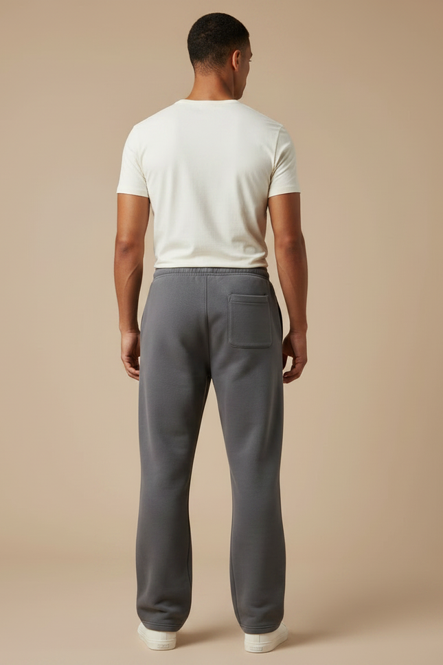 Pantalon Gris Molletonné Ample Décontracté Cordon Imprimé - vue 2