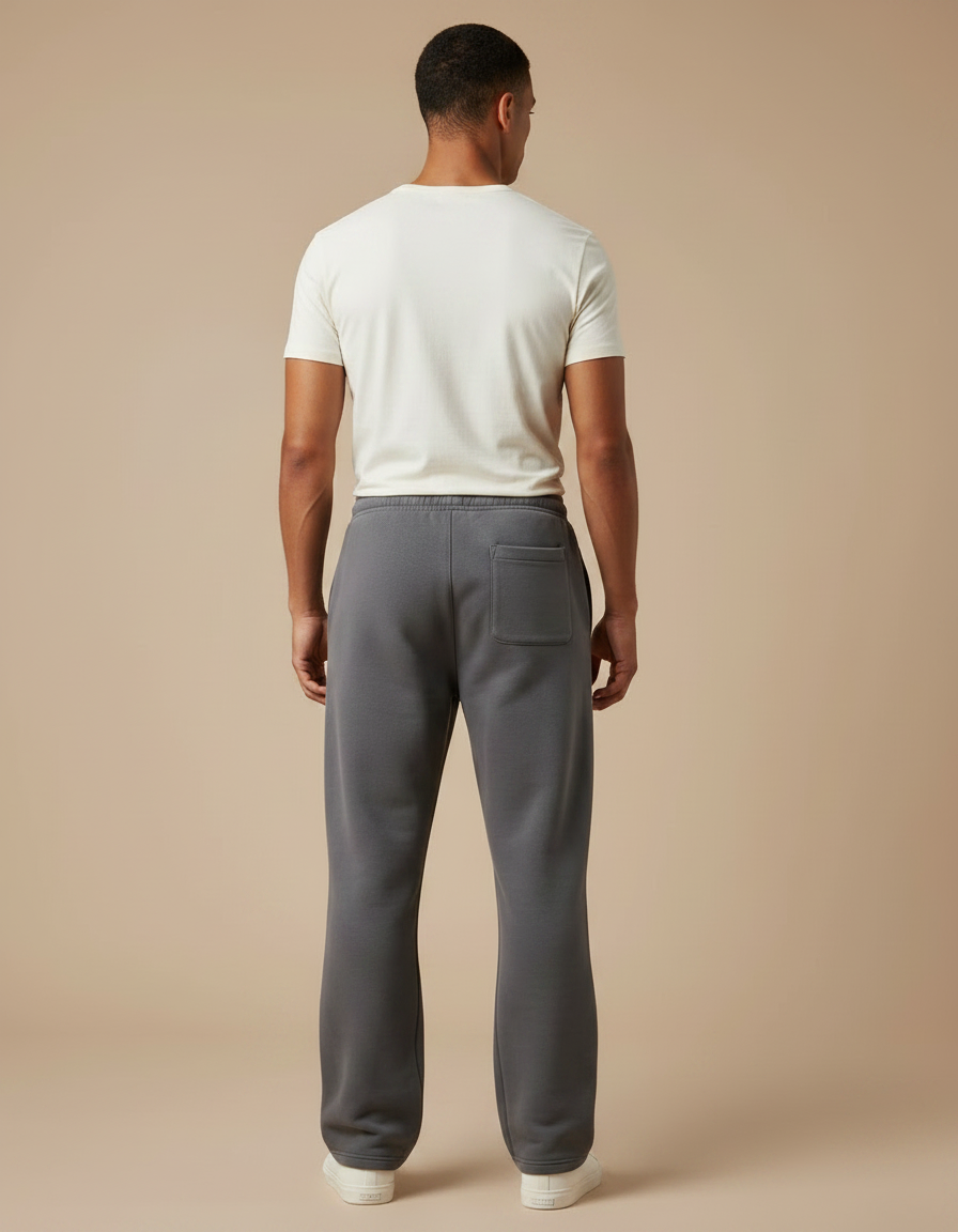 Pantalon Gris Molletonné Ample Décontracté Cordon Imprimé - vue 2