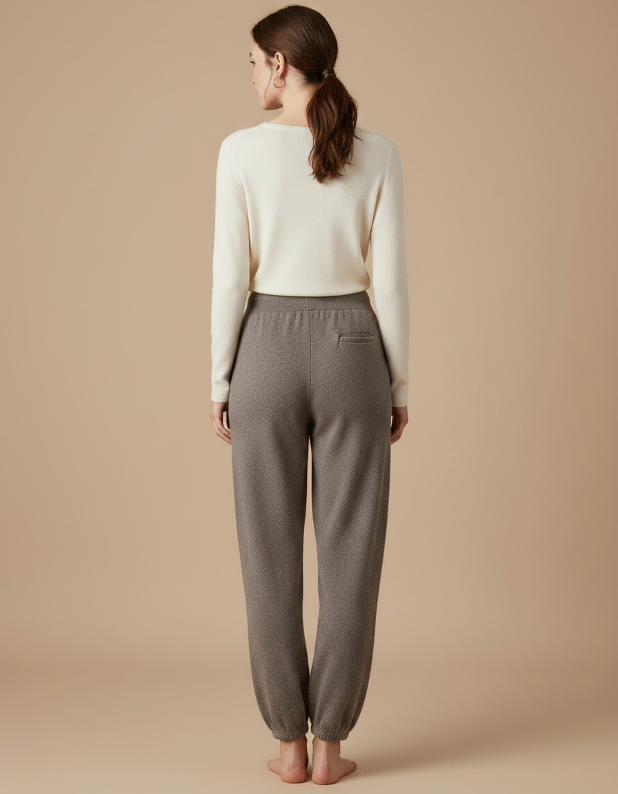 Pantalon Gris Laine Tricoté Confortable Décontracté - vue 2