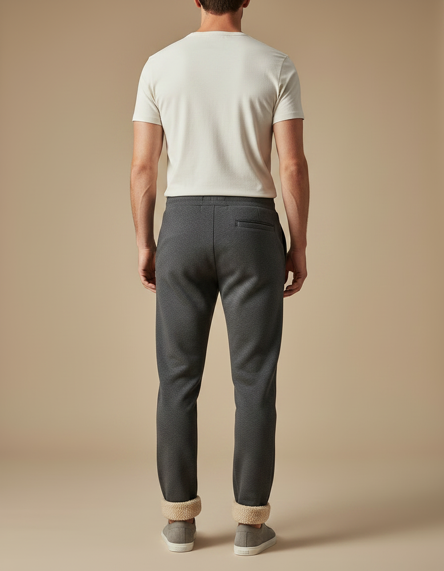 Pantalon Gris Molletonné Homme Décontracté Doux - vue 2