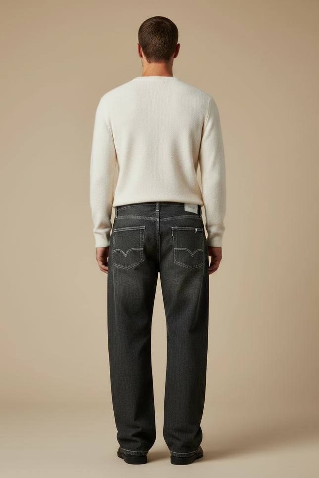 Pantalon Gris Ample Brodé Hip Hop Décontracté Homme - Jean - vue 2