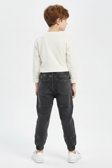 Pantalon Gris Cargo Jogger Garçon Stretch Denim - Jean - vue 2