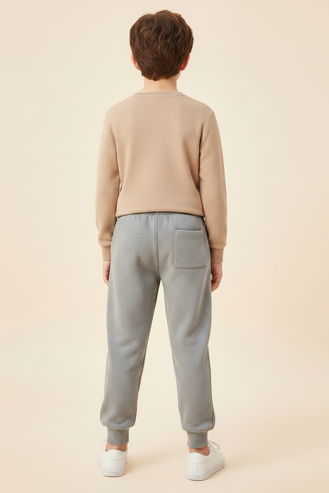 Pantalon Gris Molletonné Coton Rayures Décontracté Enfant - vue 2