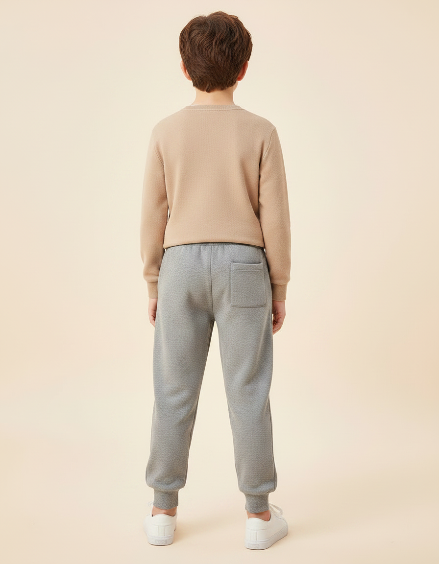 Pantalon Gris Molletonné Coton Rayures Décontracté Enfant - vue 2