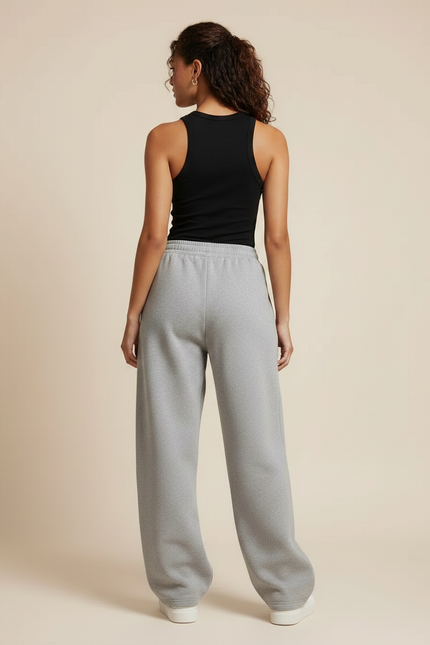 Pantalon Gris Ample Décontracté Taille Haute Jogging - Molleton - vue 2
