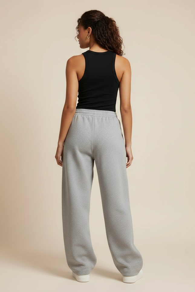 Pantalon Gris Ample Décontracté Taille Haute Jogging - Molleton - vue 2
