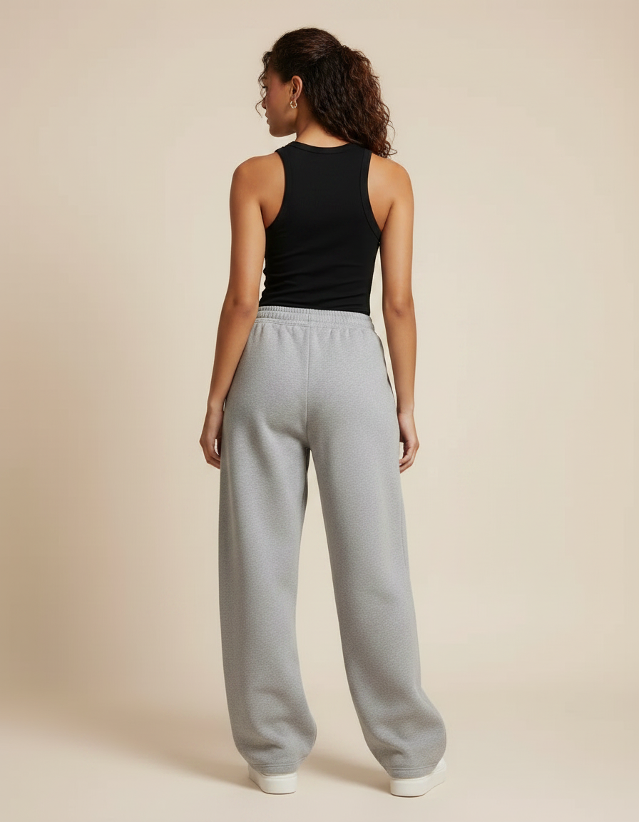 Pantalon Gris Ample Décontracté Taille Haute Jogging - Molleton - vue 2