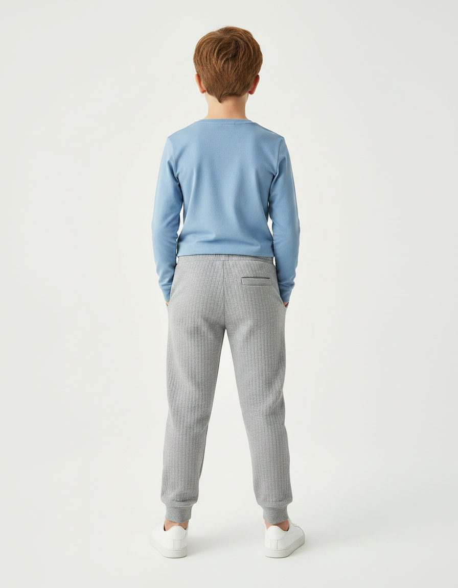 Pantalon Gris Côtelé Confortable Décontracté Enfant Puma - Cordé - vue 2