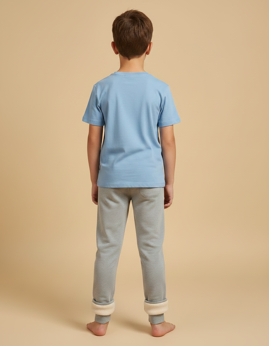 Pantalon Gris Molletonné Enfant Chaud Doux - vue 2