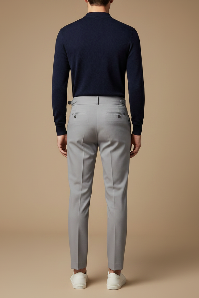Pantalon Gris Habillé Taille Haute Plissé Élégant - Gabardine - vue 2