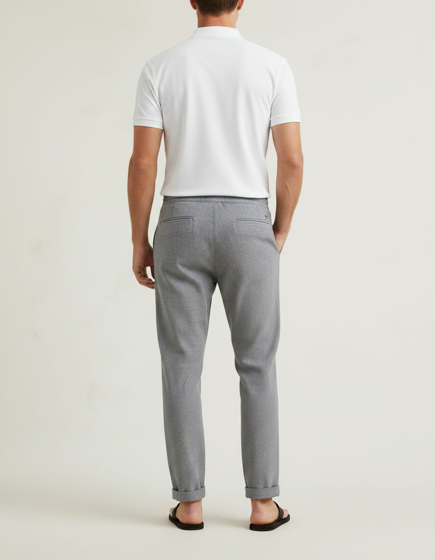 Pantalon Gris Décontracté Droit Cordon Homme Léger - Polyester - vue 2