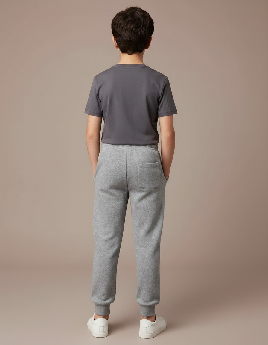Pantalon Gris Molletonné Uni Enfant Cordon Décontracté - vue 2