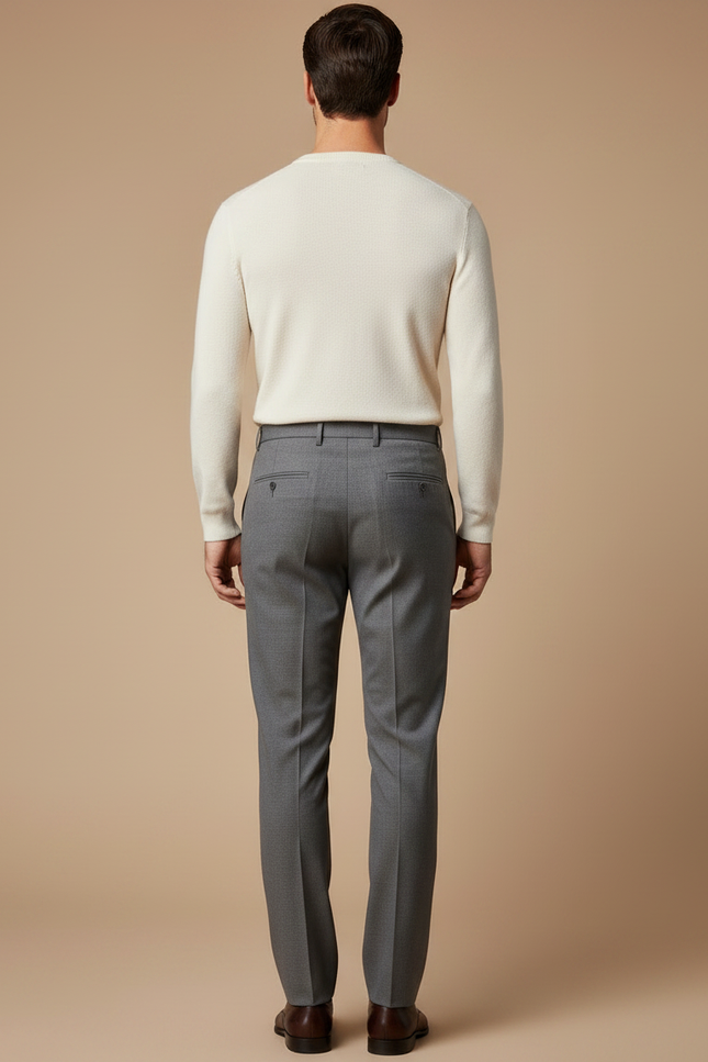 Pantalon Gris Habillé Slim Droit Élégant Homme - Laine - vue 2