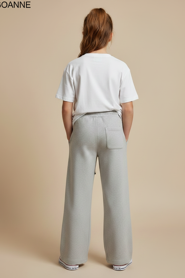 Pantalon Gris Molletonné Ample Décontracté Cordon Enfant - vue 2