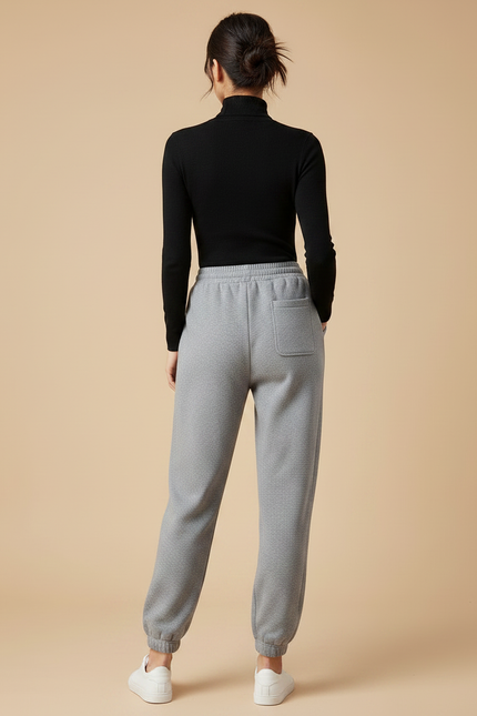 Pantalon Gris Molletonné Ample Confortable Décontracté Femme - vue 2