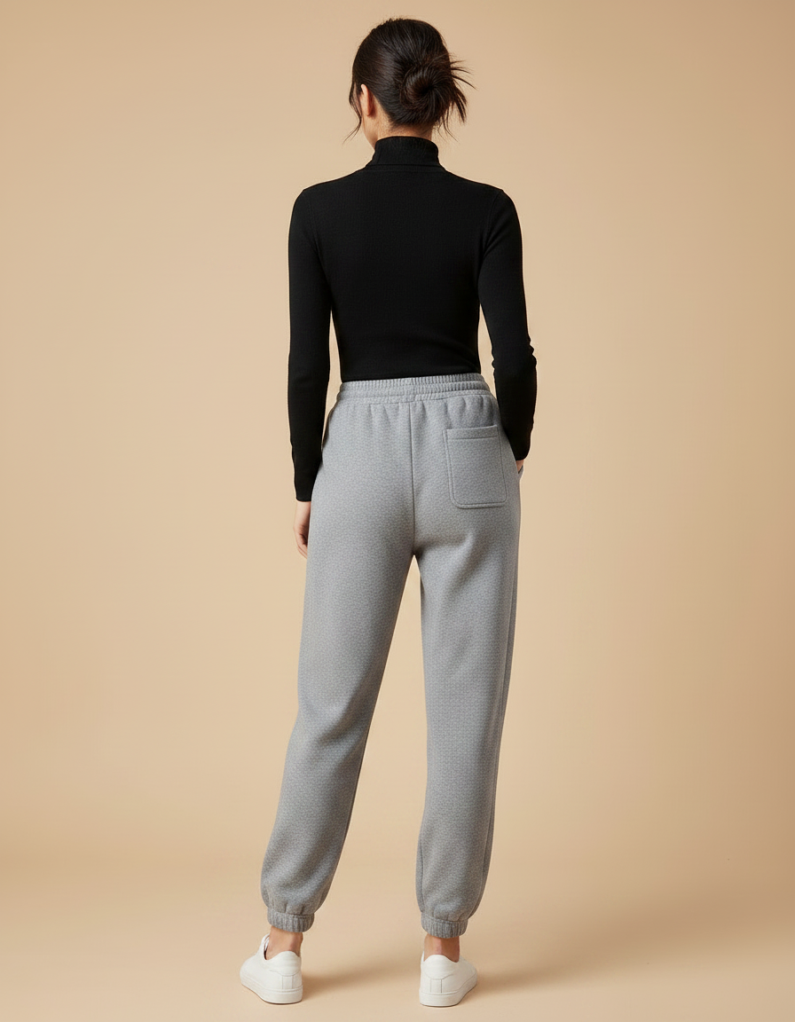 Pantalon Gris Molletonné Ample Confortable Décontracté Femme - vue 2