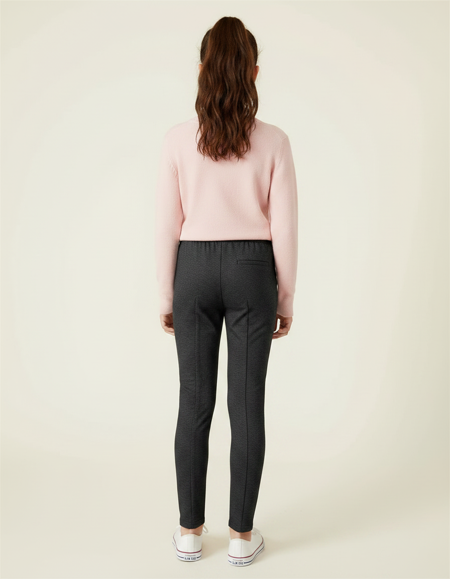 Pantalon Gris Fille Slim Confortable Élastique - Molleton - vue 2